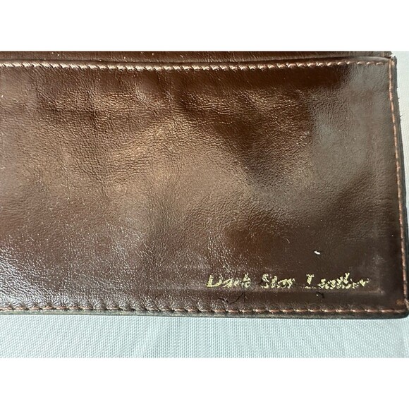Dark Star Brown Leather Western Southwestern Vintage Checkbook Cover - Picture 5 of 5